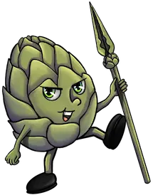 The artichoke character from the Food Fight card game.