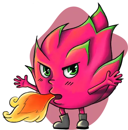 A dragon fruit character from the healthy eating card game Food Fight.