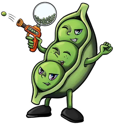 A cartoon style pea pod from the Food Fight card game